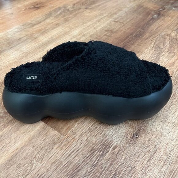 NWOT UGG Black Terry Sugarcloud Slide Sandals Platform Slippers 1138178 Size 10 - Picture 10 of 15